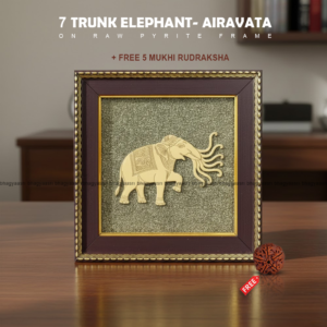 7 trunk elephant airavata on raw pyrite frame