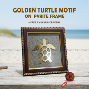 golden turtle motif on pyrite frame