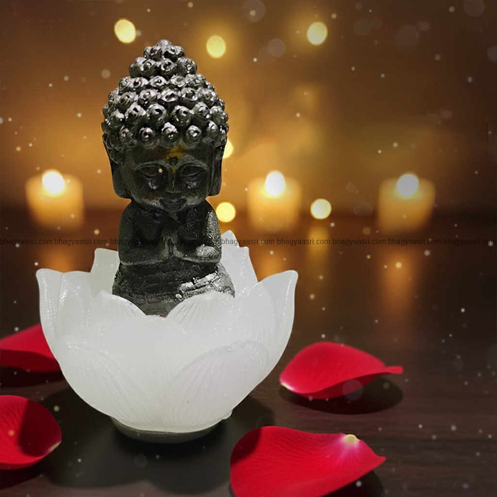 Pyrite Little Buddha On Selenite Lotus 3