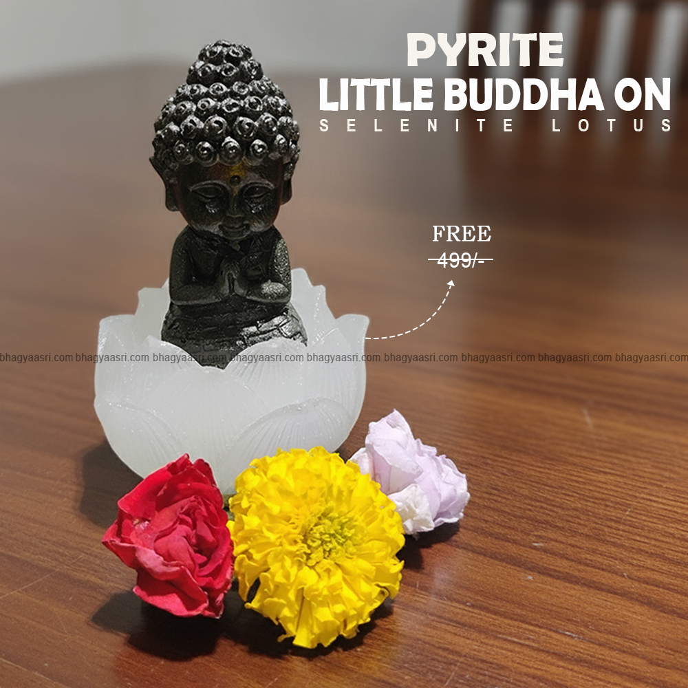 Pyrite Little Buddha On Selenite Lotus 2